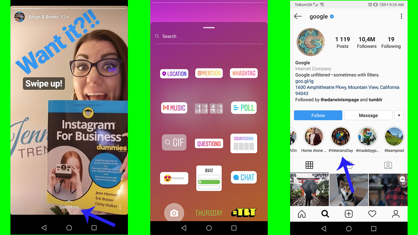 Instagram stories and highlights