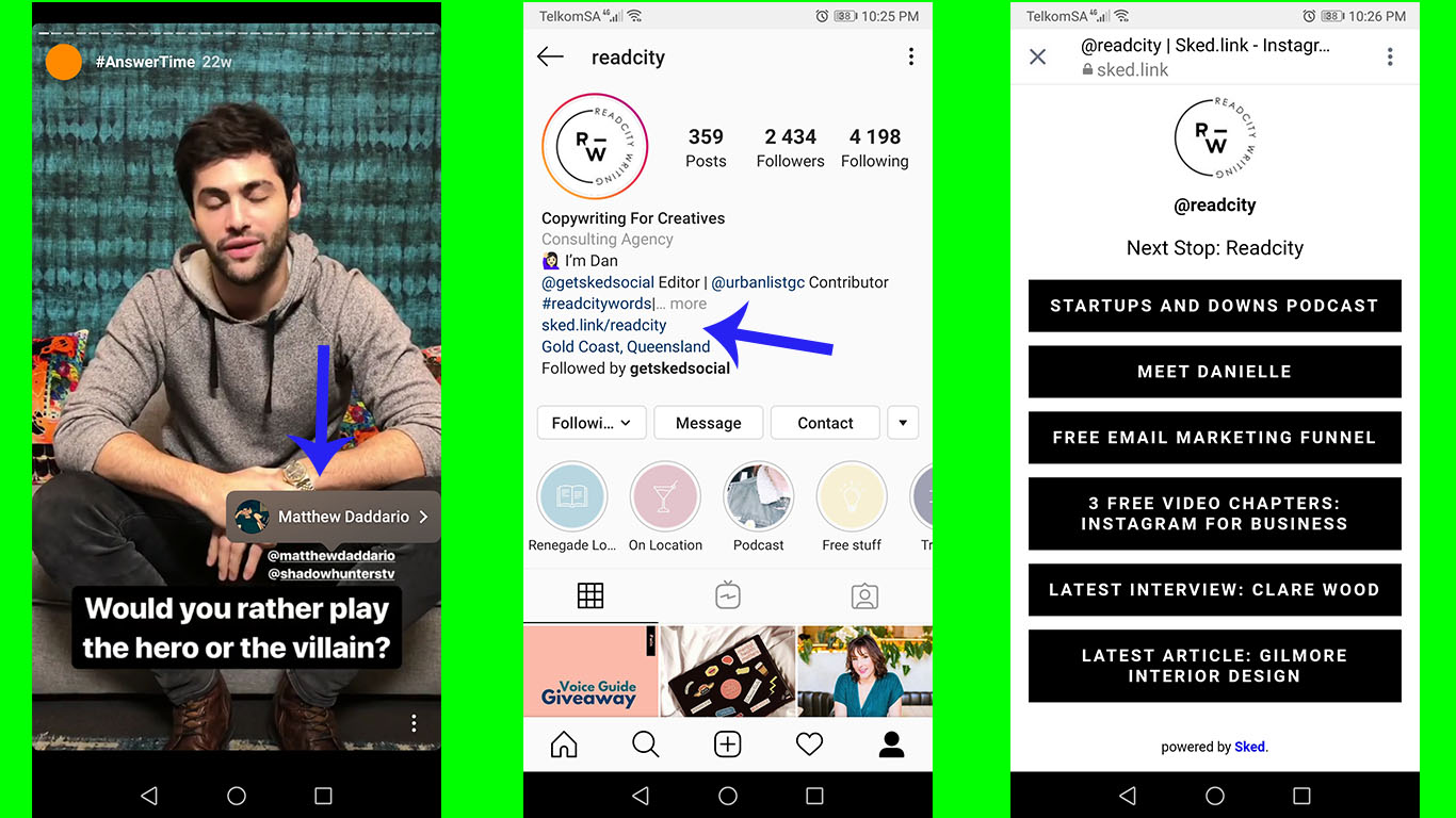 Using the @mention stickie in Instagram story
